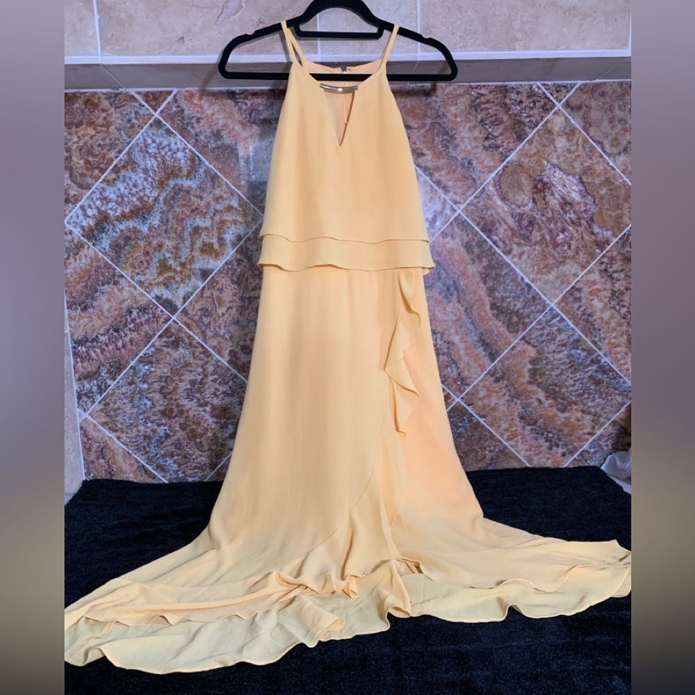 Kensie Women’s Sunflower Yellow Popover Ruffled Dress Size 12 - Picture 2 of 12